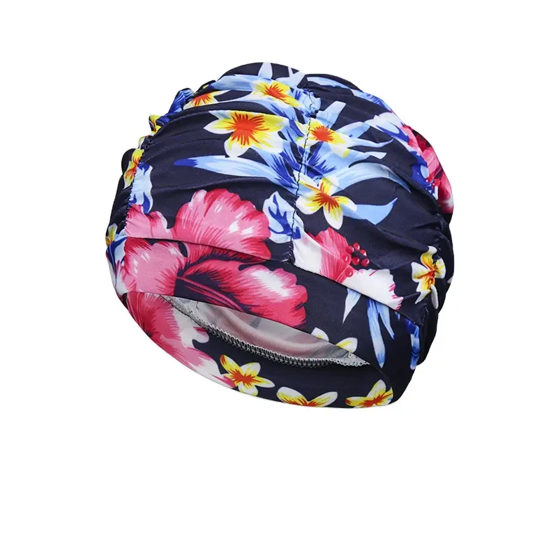 Gorro de baño de nailon con estampado de flores para mujer, gorra deportiva para piscina, protección para el pelo, largo, 1 unidad