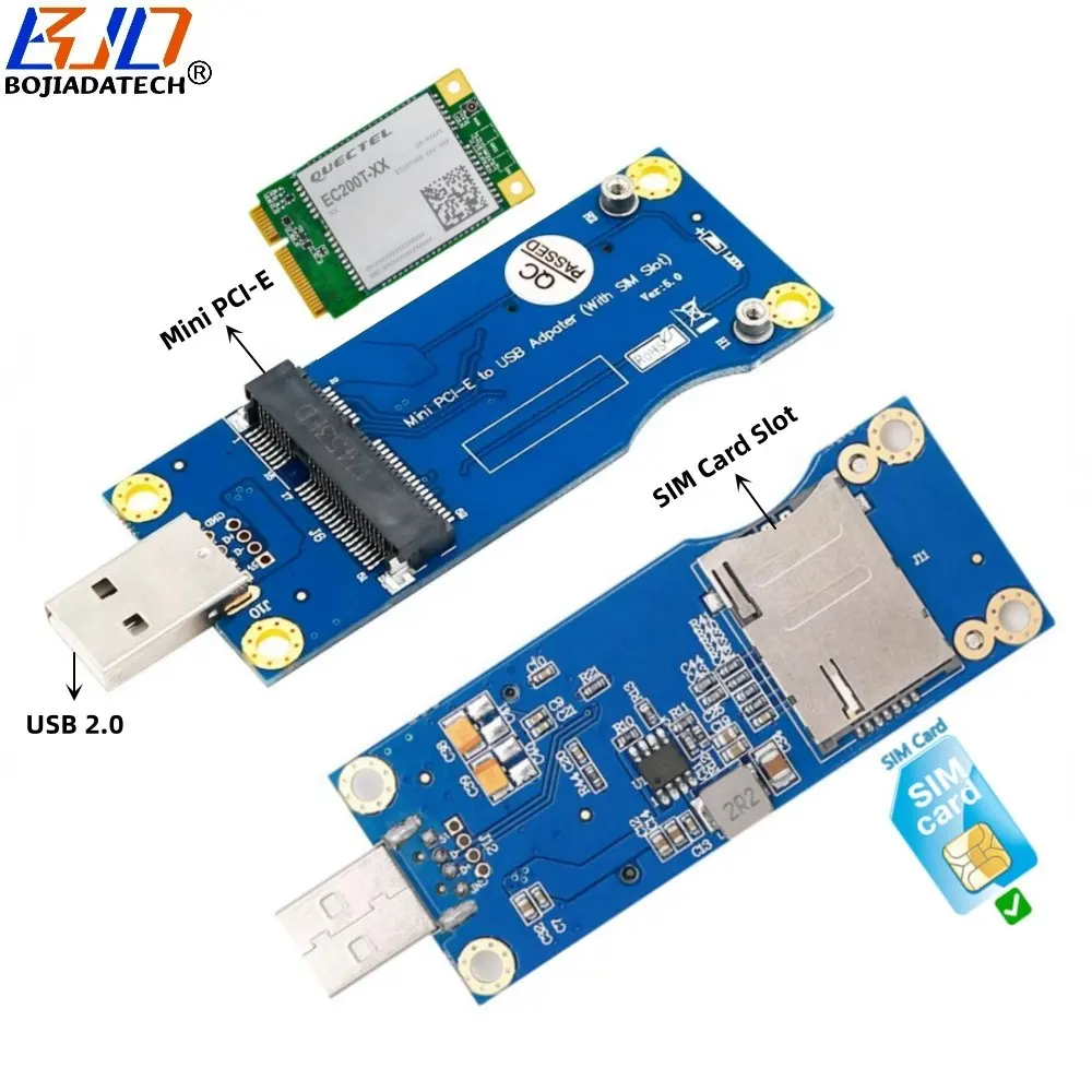 Mini PCI-E 52PIN MPCIe a USB 2,0 conector tarjeta adaptadora inalámbrica con ranura SIM para Módulo de módem GSM WWAN 4G 3G LTE