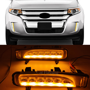 ダイナミックターンシグナルフォグランプカバー付きフォードエッジ2009 2010 2011 2012 2013 2014用カーLEDデイタイムランニングライトDRL - Product Image 6