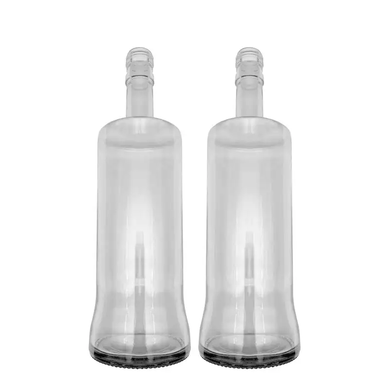 Factory price transparent glass liquor bottle 1000ml empty square glass alcohol rum bottle with cork lid