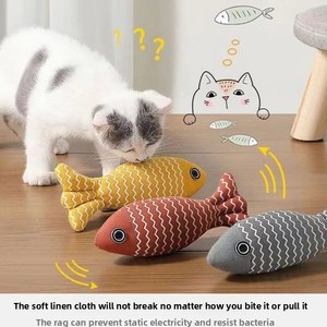 Juguete para gatos de hierba gatera ecológico personalizado, pez relleno de lino suave, juguete interactivo para masticar gatitos de interior - Product Image 6