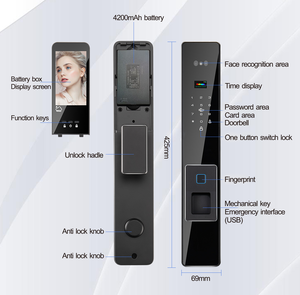 TYSH Wifi Smart Lock in tempo reale Intercom impronta digitale RFID serratura biometrica riconoscimento facciale Tuya controllo intelligente App - Product Image 2