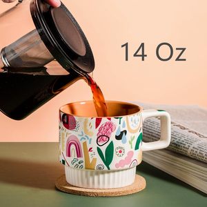 Özel LOGO soyut seramik kahve kupalar çeşitli renk ile istiflenebilir Modern porselen kupalar - Product Image 3