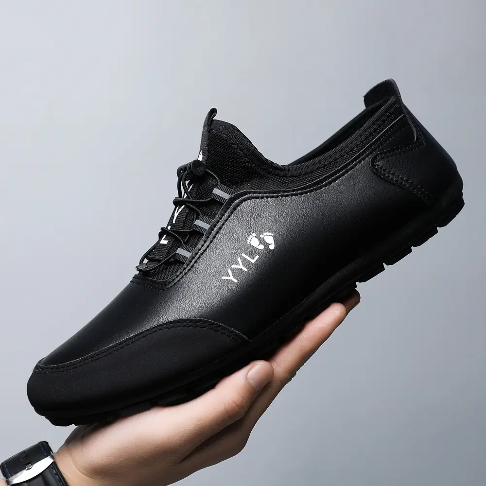 नई शैली व्यापार पु पुरुषों की आरामदायक जूते सांस फैशन सभी मैच फीता फैशनेबल जूते