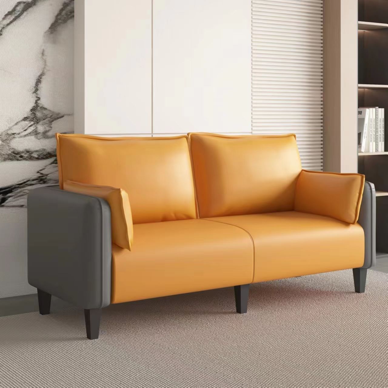 Piel de ultrafibra gris oscuro con textura naranja.
