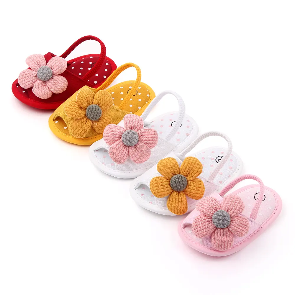 Haute qualité bébé sandales fleur semelle souple coton bébé pantoufles intérieur nouveau-né bébé chaussures en été