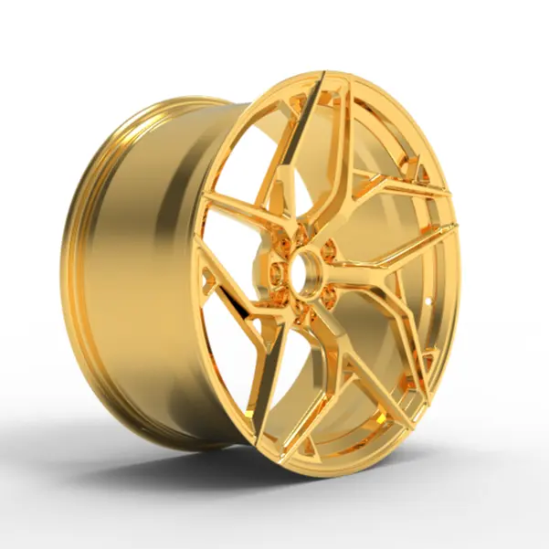 Five Spokes Gold Color Monoblock Forged Wheel Car Wheel Rims 20x8.5 Inch 5*114.3 Aviation Aluminum Alloy 6061-T6 Car Hubs