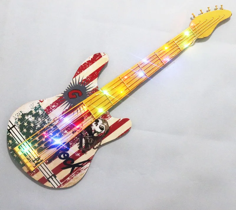 Barra de decoração de parede 3d da guitarra, baixa cadeira americana, arte de ferro forjada, para internet, café, pendurar na parede