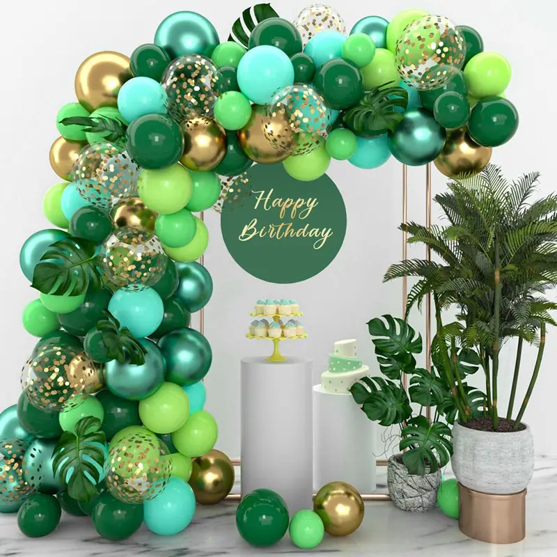 Ballons vert foncé guirlande arc Kit métallique or Ballon Jungle thème fête bébé douche anniversaire Air Globos décor pique-nique