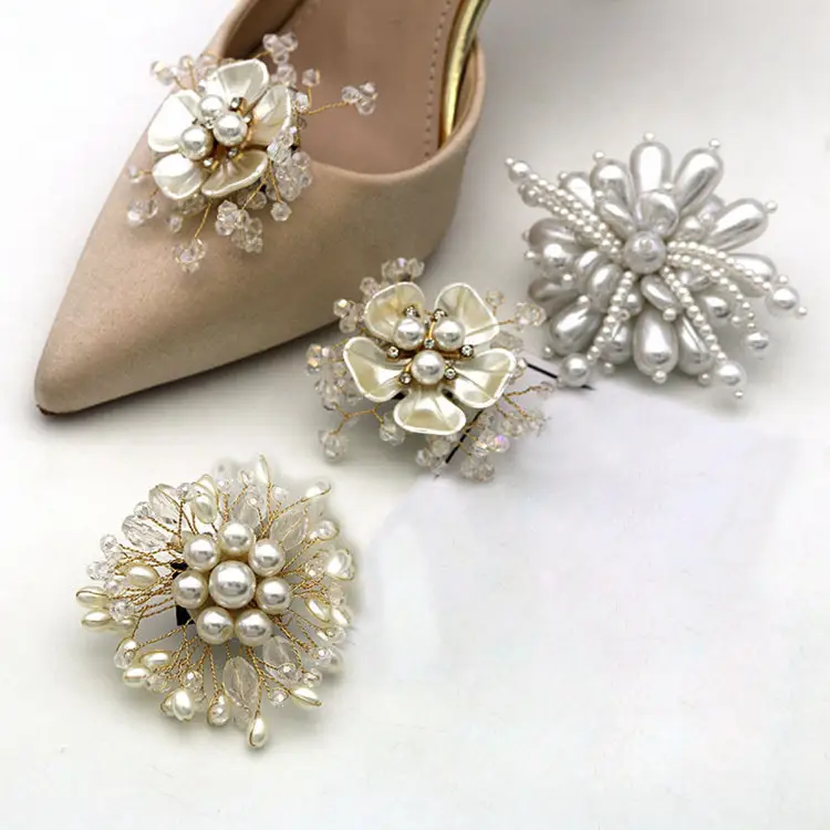 Fashion Design scarpe da donna fibbia fiore perle scarpe tacco alto accessori superiori scarpe da sposa decorare Clip