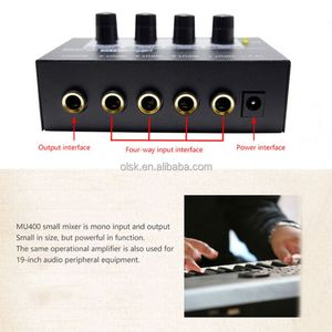Clavax CLMC-MU400 4 Channel Metal Mono <strong>Input</strong> and <strong>Output</strong> <strong>Line</strong> Mixer for Keyboard Guitar Before Mixer Console with Power Adapter - Product Image 6