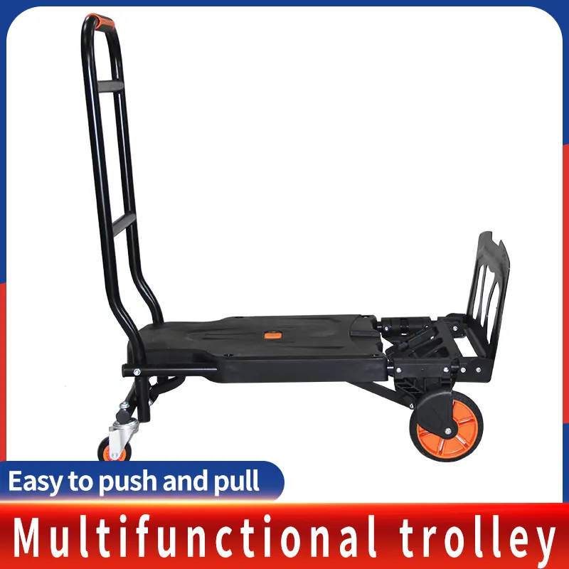 Ngoài trời doanh thu hành lý mua sắm Xe đẩy đa chức năng gấp nhựa Trailer với Heavy Duty xoay tấm Caster