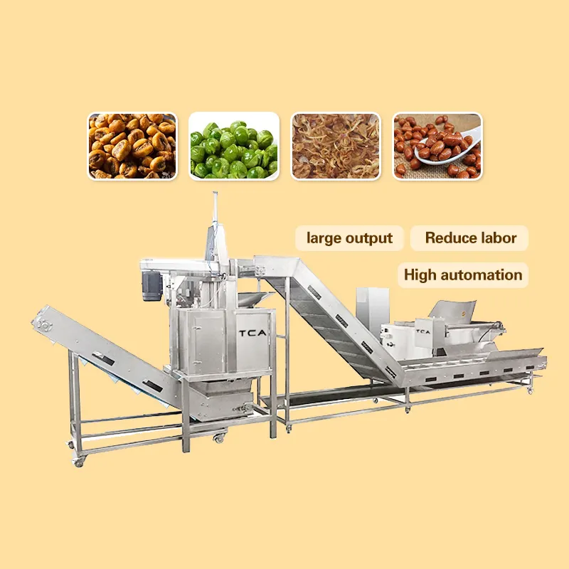 TCA SUS304 industrial nut,meat,seafood batch frying machine centrifugal oil removal frying line