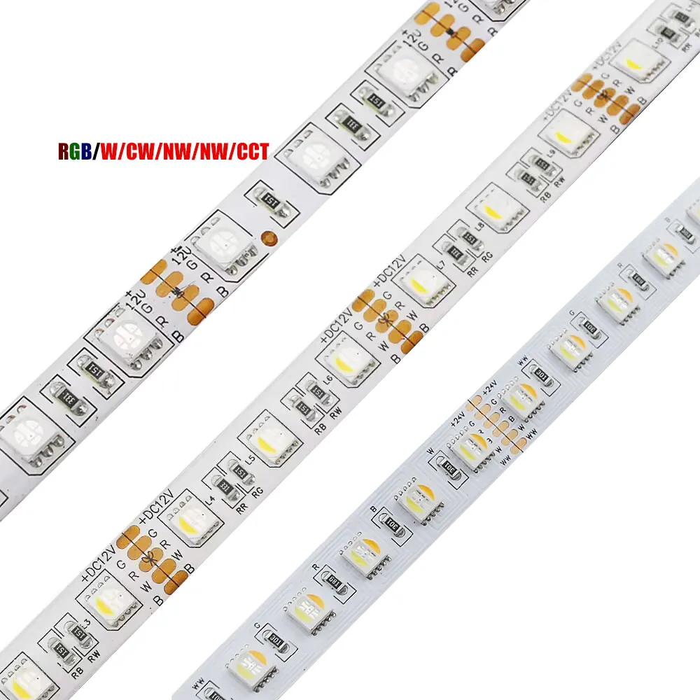 Tira led ruban Flexible étanche SMD 5050 DC 12V 24V 60 84 120 LED/m Rgbcct Rgbnw Rgbcw Rgbww Rgbw CCT Rgb bande lumineuse led