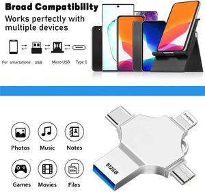 外部存储器usb到手机闪存驱动器4合1 3.0类型C 64GB 128GB记忆棒Otg适用于安卓/苹果/电脑 - Product Image 6