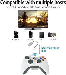 HiCyber 2.4GワイヤレスXbox360コントローラーPC用ダブル振動ジョイスティックゲームパッドXbox360スリムXboxコンソールに対応 - Product Image 3