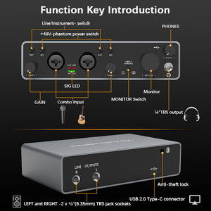 Sound Card Mixer External test Cheap Mixer Digital Usb Audio Interface 24bit/192khz for Live Recording Studio Audio Interface - Product Image 3