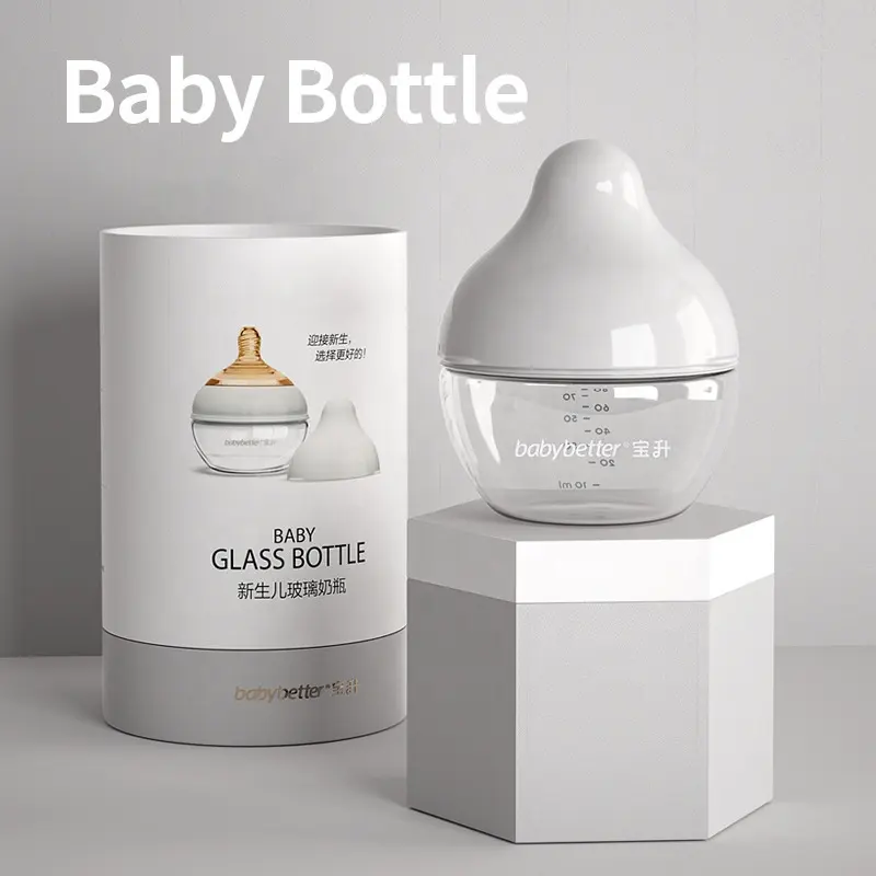 Botella de leche ecológica para bebés, suministros de grado alimenticio, sin BPA, tetina de silicona, biberones de alimentación infantil