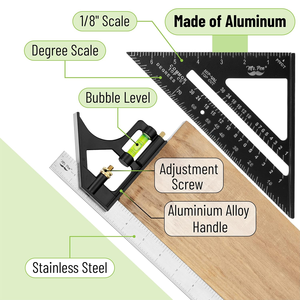 12Inch Kết Hợp Góc Vuông Thiết Lập Mộc Chế Biến Gỗ Công Cụ Thợ Mộc Công Cụ 300Mm T Vuông Công Cụ Đo 30Cm Kim Loại T Cai Trị - Product Image 3