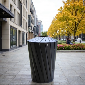 Outdoor 100L Round Iron Trash Can Open Top Garbage <strong>Bin</strong> with <strong>Various</strong> Colors Steel Dustbin Recycling Storage Hotels Includes Lid - Product Image 6