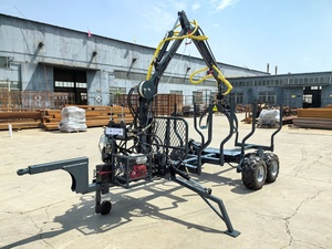 Rimorchio in legno usato con gru efficiente macchine forestali agricole per il trasporto e il sollevamento alimentato da motore a benzina - Product Image 4