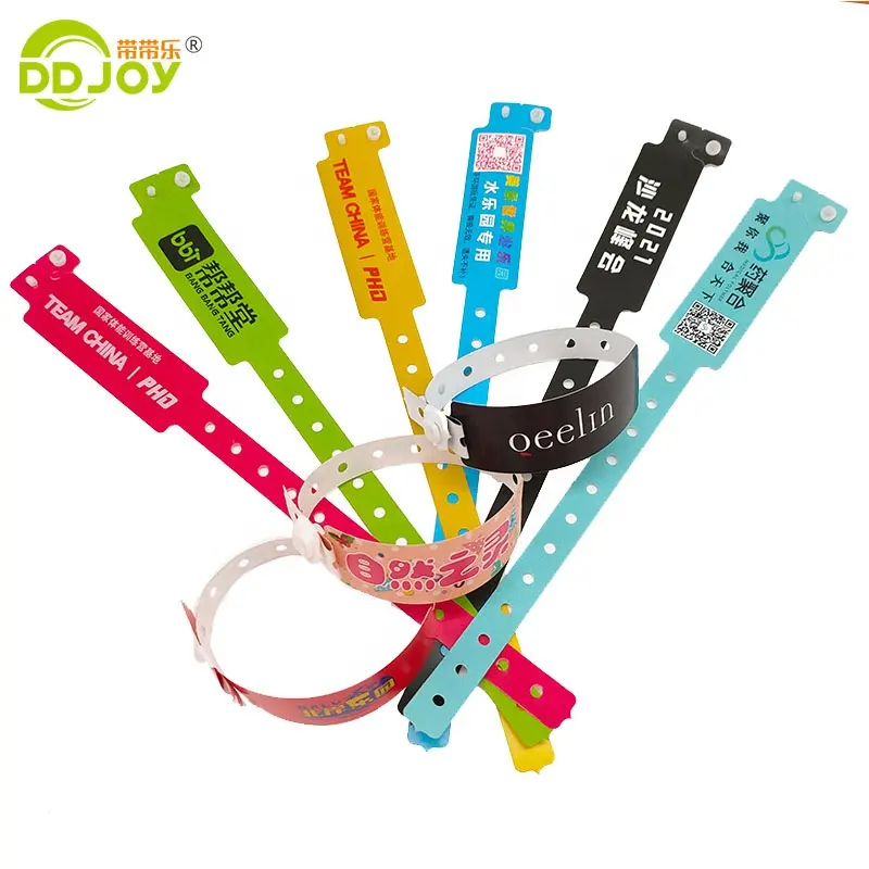 CMYK-pulseras con logotipo personalizado, desechables, PE, vinilo, para eventos, Club y Festival