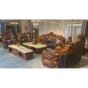 Divan sculpture canapé en bois Style américain canapé grande taille en bois sculpté et ensembles de canapés en cuir - Product Image 1