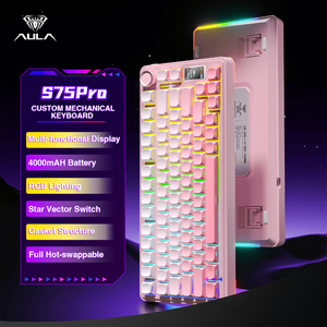 AULA S75PRO teclado mecânico 80Key Bluetooth/2.4G/USB-C tela LCD e botão multi-função RGB Backlit