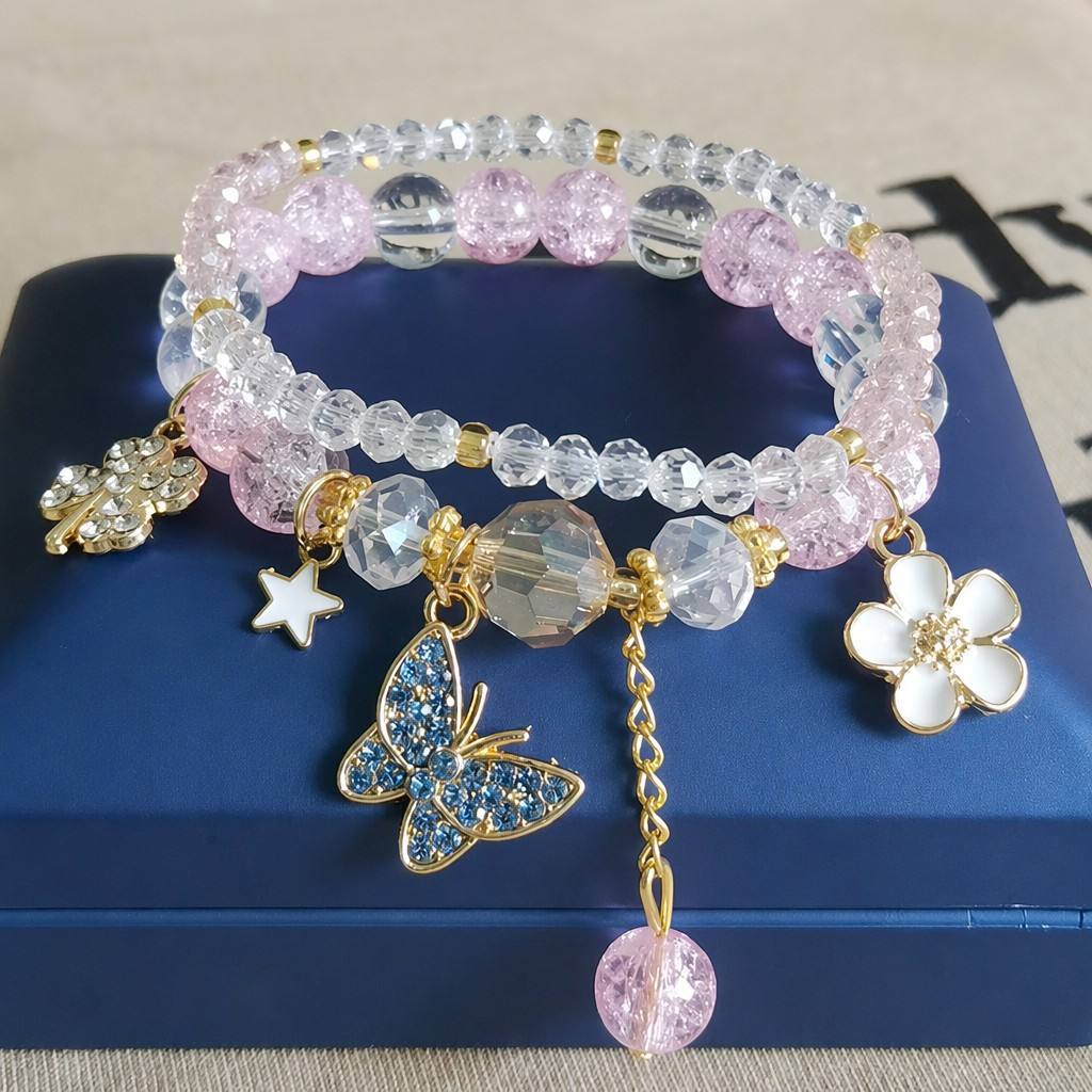 Pink butterfly-diamond accents