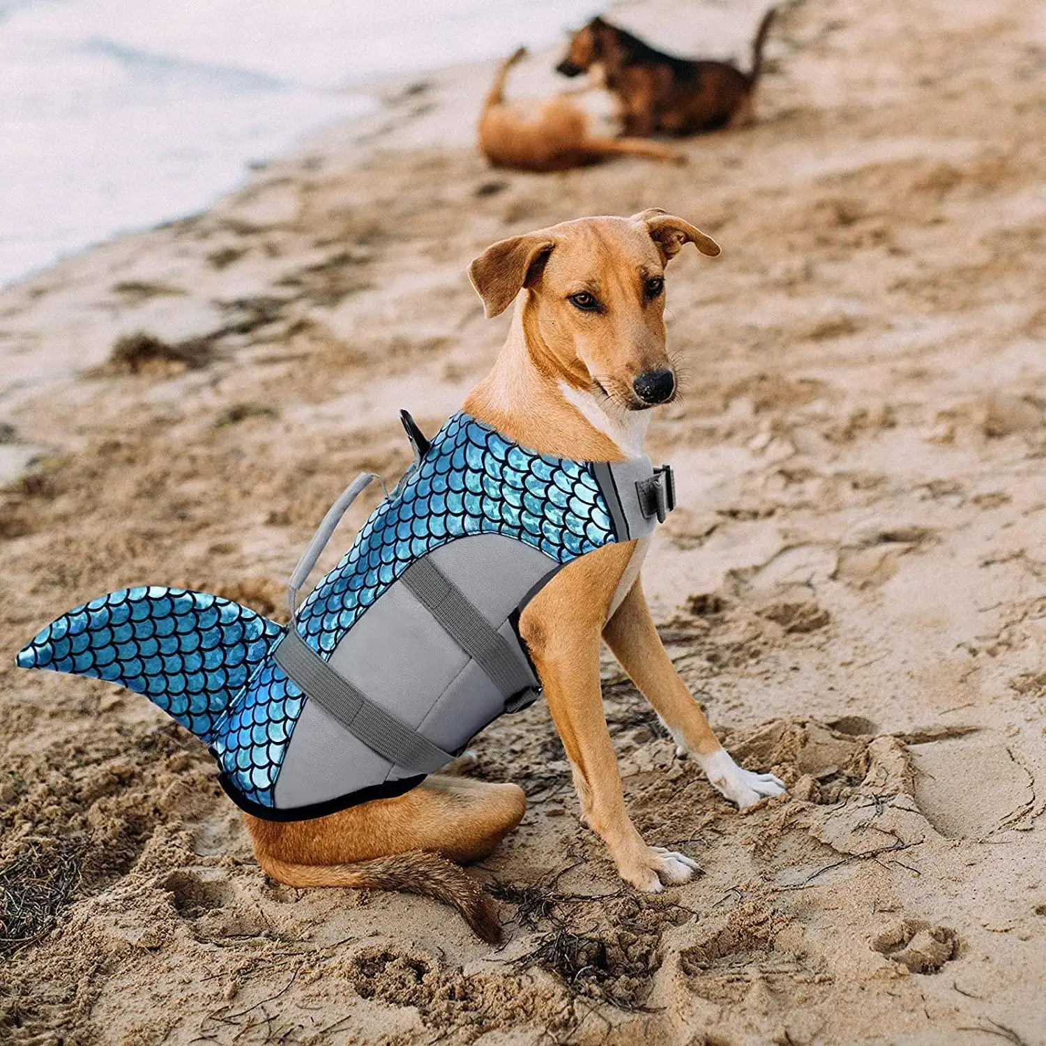 Veste de sauvetage pour chiens, gilet réfléchissant, camouflage pour animaux domestiques, maillot de bain requin, sauvetage doté d'une poignée de sauvetage Durable