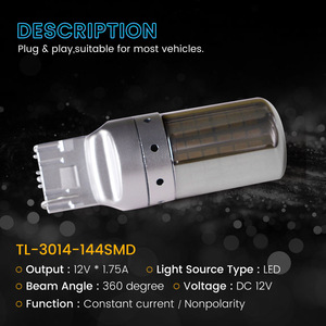 車用の新しいT20LEDターンシグナルライト744011563014外国貿易用のアンチストロボスコープ144SMD5W電源のデコード - Product Image 6