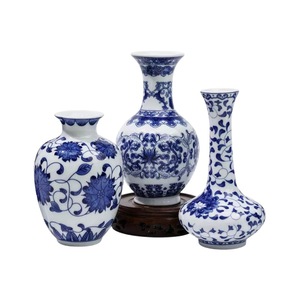 景徳鎮青と白の磁器の花ミニアンティークアレンジメント小さな花瓶中国禅レトロなリビングルームの装飾品