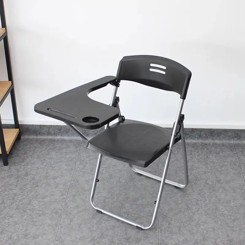 เก้าอี้ฝึกนักเรียนผู้ใหญ่พับได้พร้อมแผ่นรองเขียนแท็บเล็ตสีดำทันสมัย