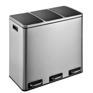 2および3コンパートメントリサイクルビン30L54Lソフトクロージング機能付きキッチンステンレス鋼大型リサイクルゴミ箱ゴミ箱 - Product Image 1