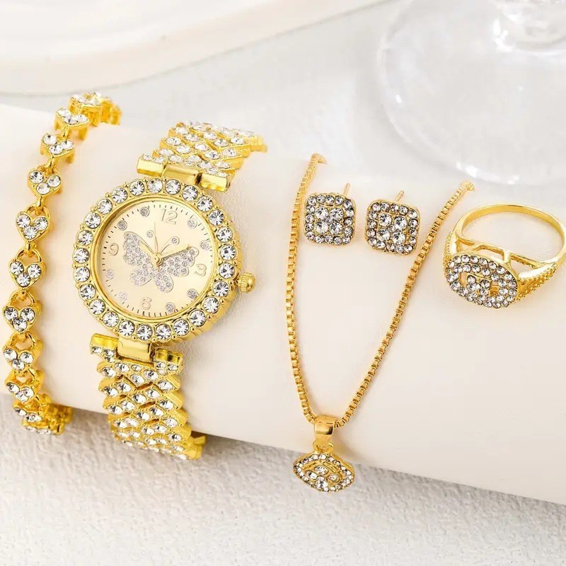 Golden butterfly + three golden diamonds square (no box)