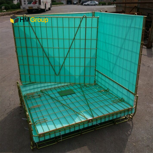 Contenedor de jaula de alambre de malla metálica Industrial HM, botella de preforma de PET de China, Palé de almacenamiento plegable, embalaje, uso de almacén Industrial - Product Image 4