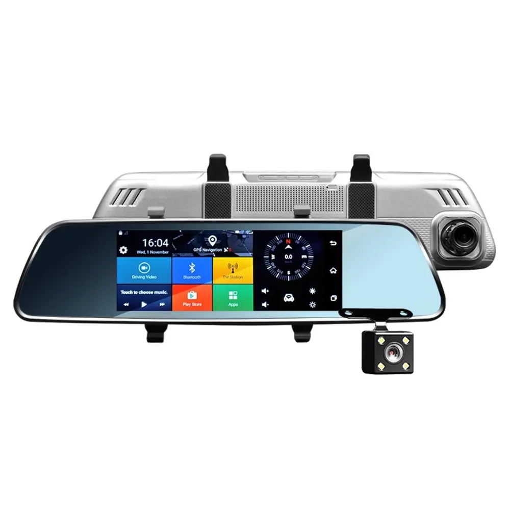 1080P carro DVR dashcam espelho retrovisor 2Ch vídeo camcorder veículo gravador de condução 7 polegadas 170 graus visão noturna G sensor CR56