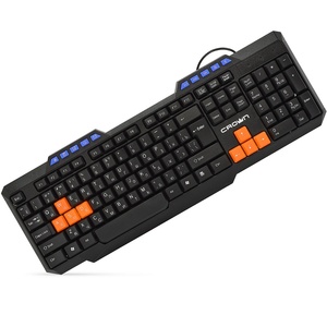 Crown Micro RGB Teclado Multimedia con Cable de 104 Teclas, Varios Idiomas, Negro, Naranja y Azul, Teclas
