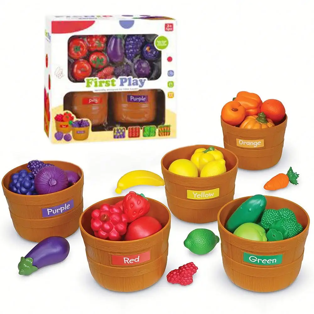 Juguetes de clasificación de colores para niños, juego de frutas y verduras, juguetes de cocina