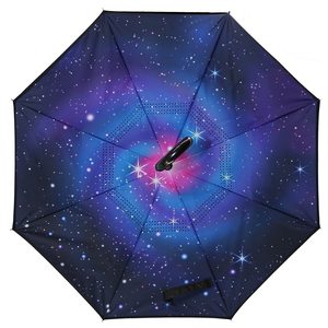批发带标志印花的雨伞定制双层由内而外的C形手柄设计倒置折叠反向雨伞 - Product Image 4