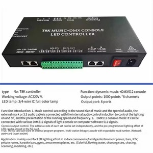 T8K Музыка + DMX консоль программируемый адресуемый SPI светодиодный контроллер WS2811 WS2812B WS2811 SK6812 RGBW Светодиодная лента - Product Image 3