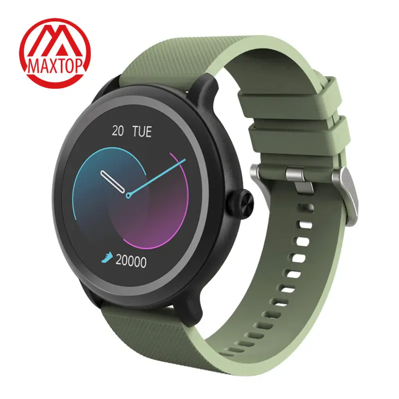Maxtop jam tangan pintar Bluetooth jam tangan pintar bulat Android jam tangan pintar tahan lama
