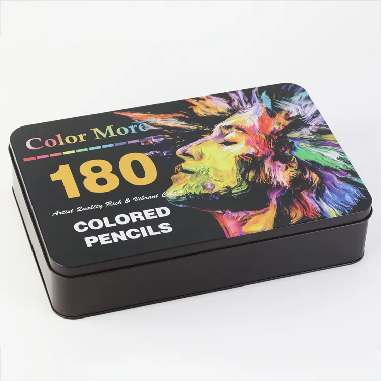 Venda quente à base de óleo soft core 24pcs lápis colorido conjunto em caixa de lata personalizada para desenho embalagem caixa vazia