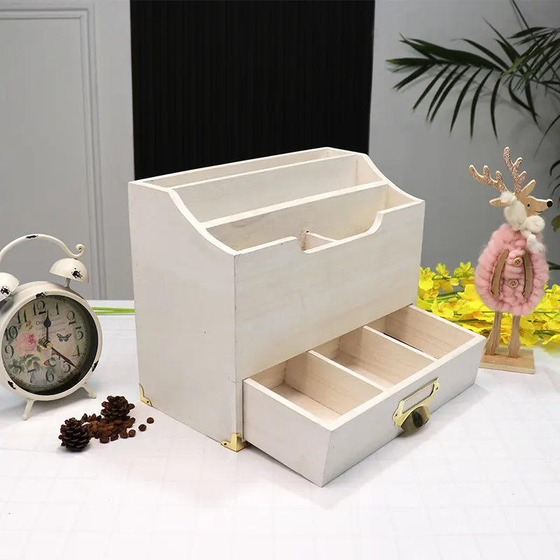 Multifunctional Desktop Organizer Holder Desk Organizer 3-Tier Mini Desktop Storage Shelf with drawer