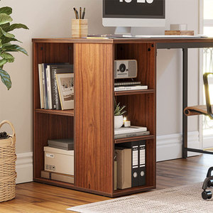 Mesa de oficina de madera con estantes de almacenamiento de 3 niveles ordenador PC portátil escritorio mesa de estudio estación de trabajo para el hogar