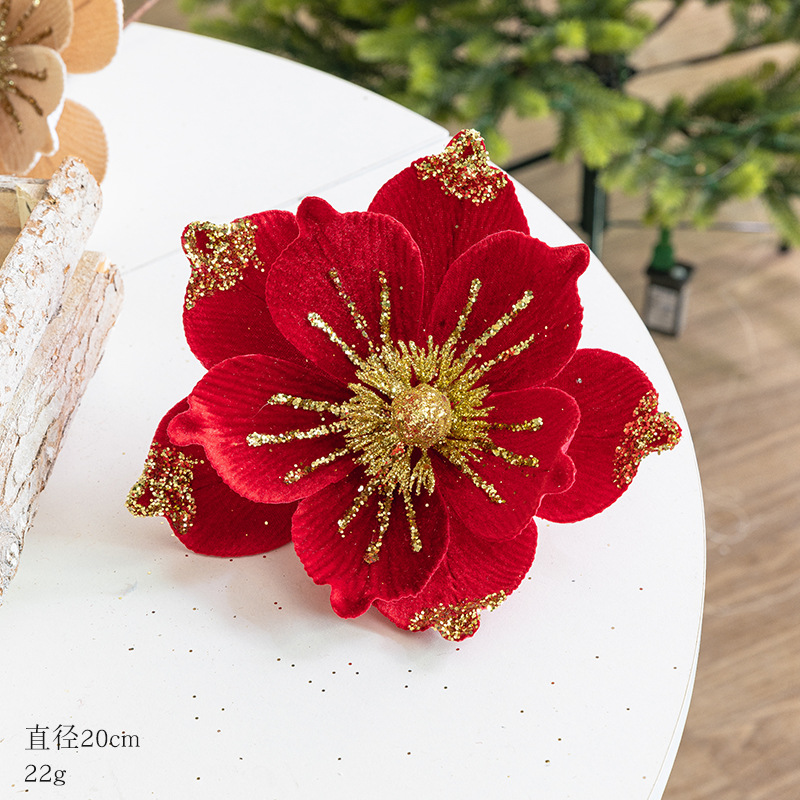 Magnolia en flanelle rouge vin 20cm