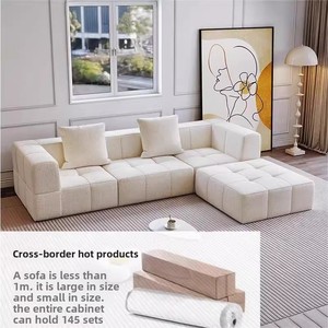 Marshmallow Thiết Kế Miễn Phí Kết Hợp Cho Căn Hộ Nhỏ Vải Kem Nén Chân Không Cắt Sofa Bộ - Product Image 2