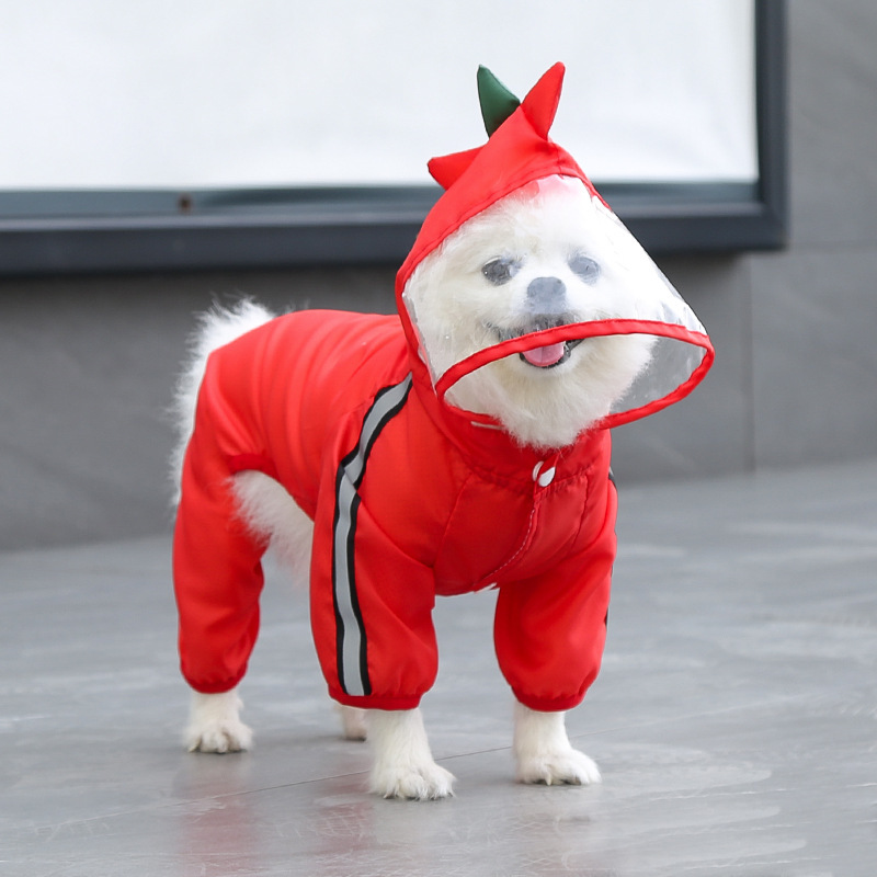 296 styles d'imperméables - tenue à quatre pattes dinosaure rouge