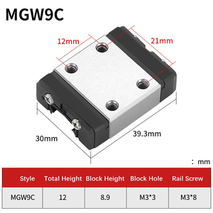 Riel de guía deslizante lineal en miniatura de 300mm + bloque de rodamiento de carro deslizante lineal tipo C MGW15 MGW12 MGW9 MGW7 MGW5 - Product Image 6
