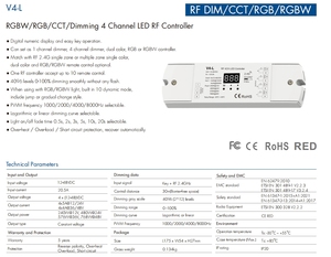 V4-L 12-48VDC RGBW RGB CCT Dimming digitale Display numerico 4 canali LED RF Controller - Product Image 2